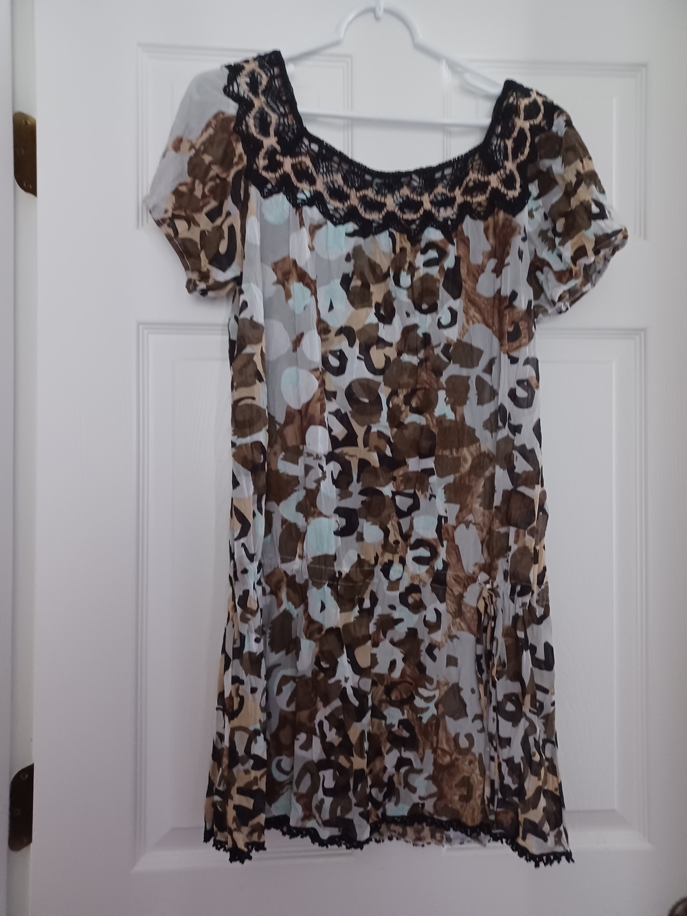Alberto Makali Black & Tan Crochet-Trim Dress Size XL